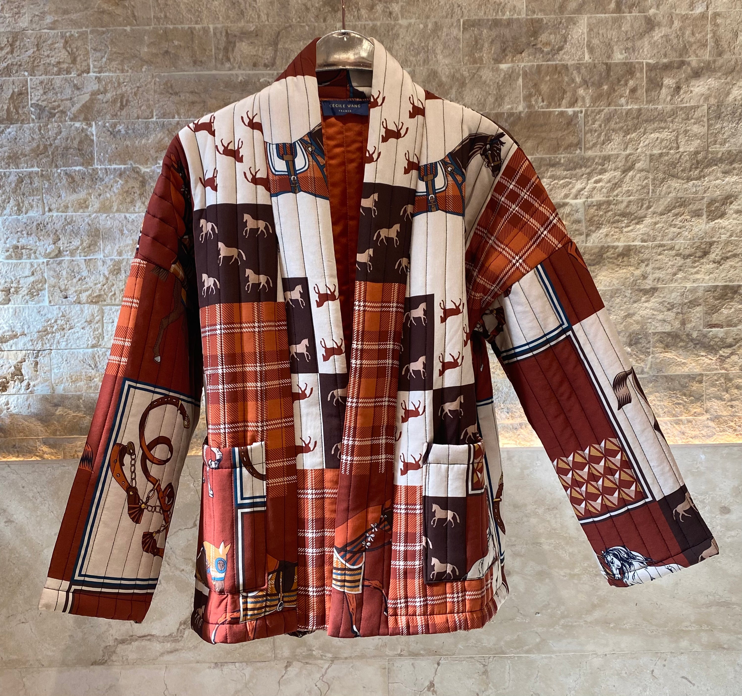 Horse Print Quilted Jacket – KD7280-17 - Brown Loft