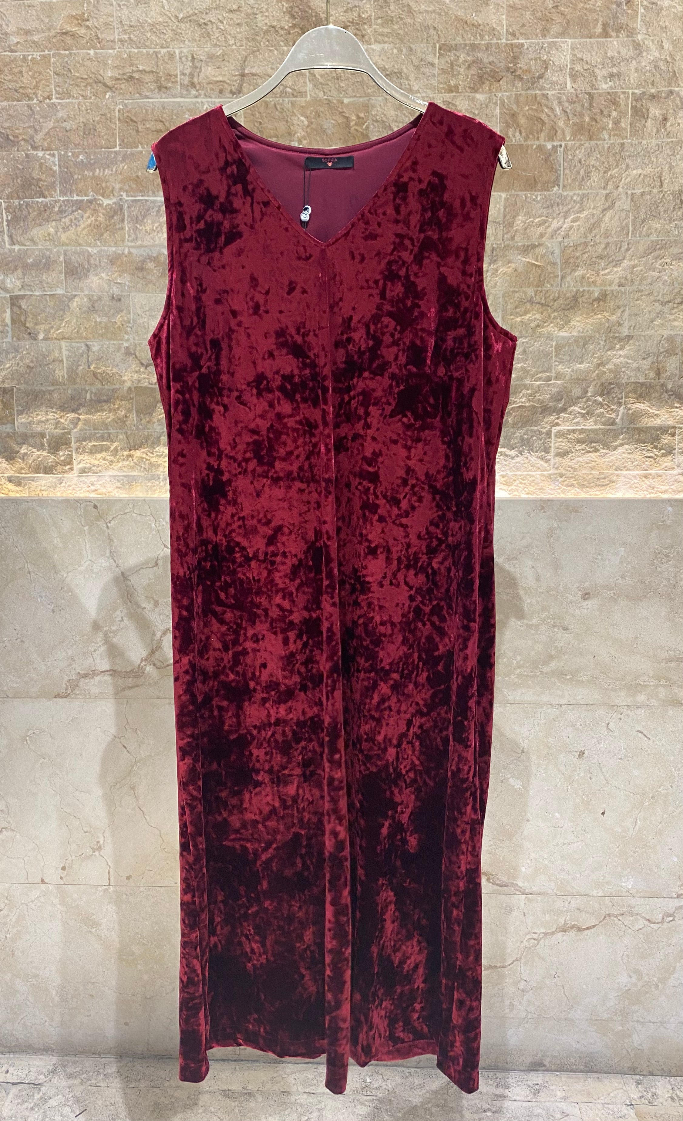25583/2522 Scoop Neckline Velvet Long Sleeveless Dress with Floral Kimono - Brown Loft