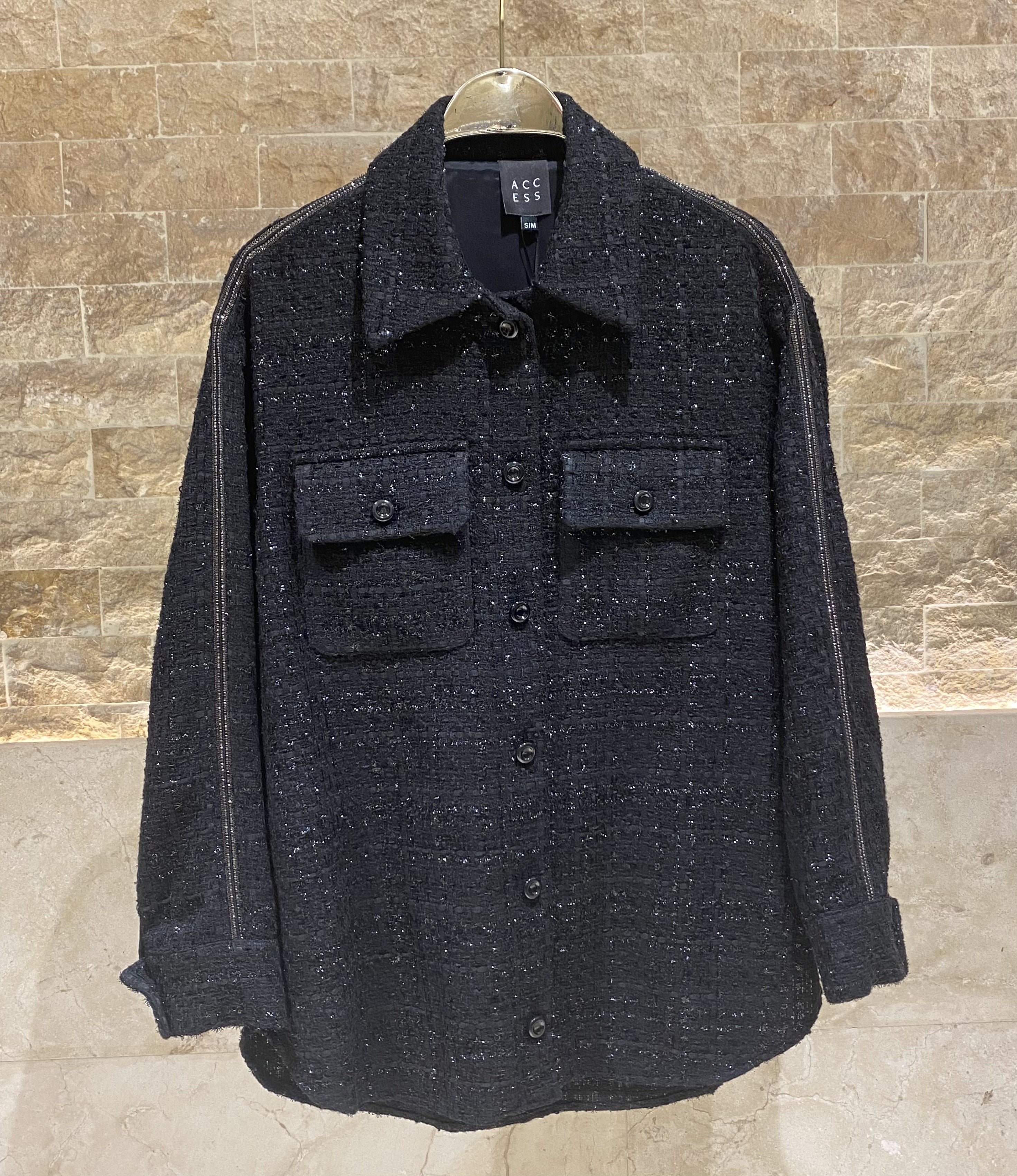 54-1044 Tweed Lurex Long Jacket - Brown Loft