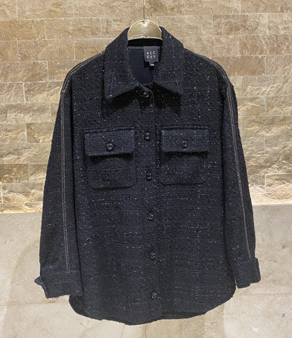 54-1044 Tweed Lurex Long Jacket - Brown Loft