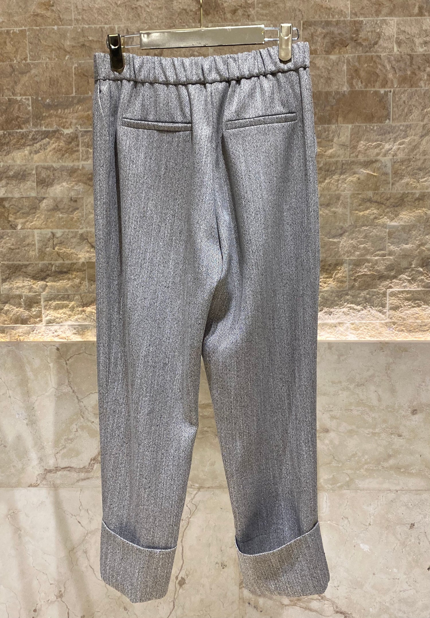 54-1016/5017 Herringbone Weave Jacket And Pants - Brown Loft