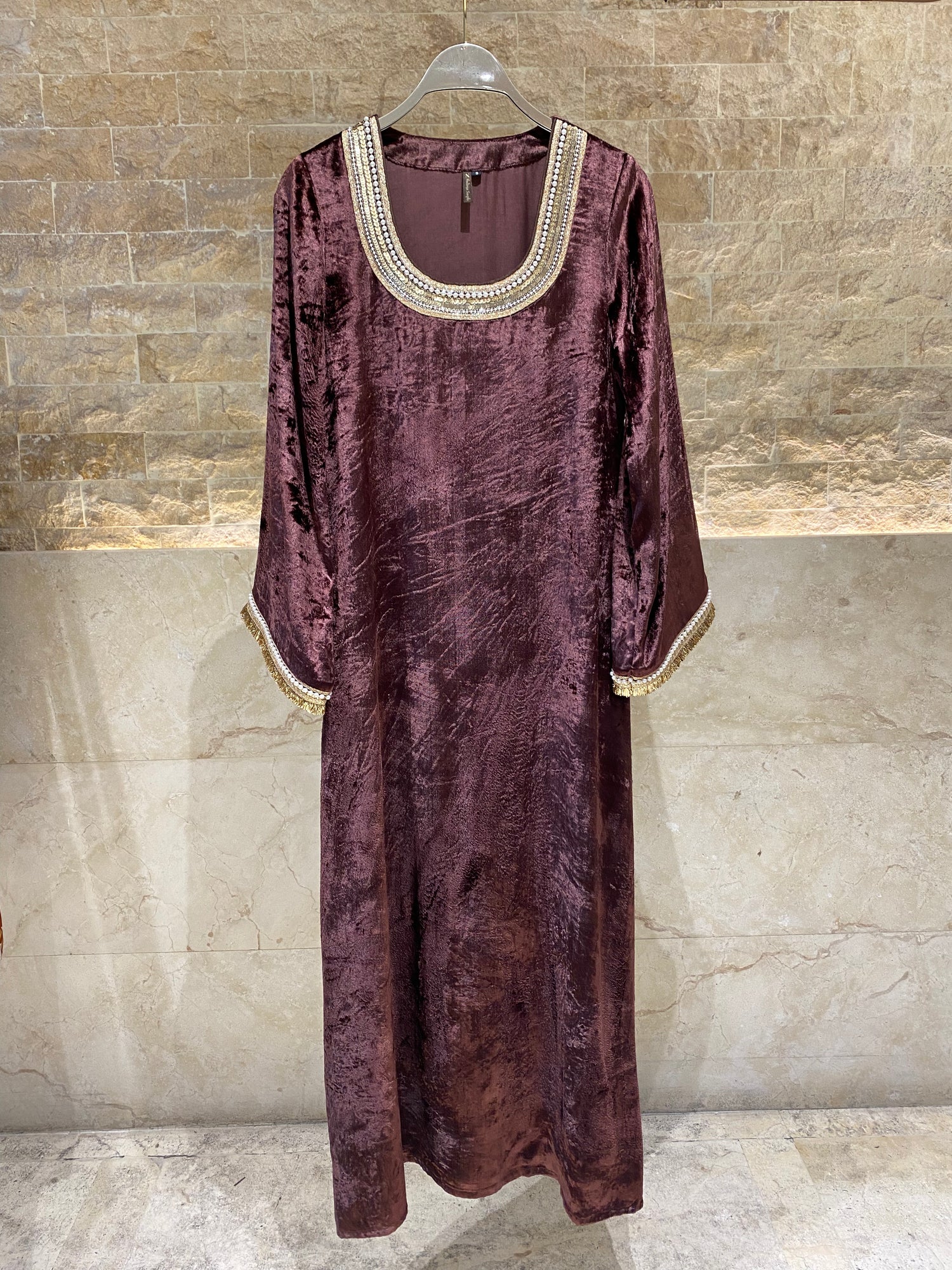 Velvet Pearl Kaftan - Brown Loft