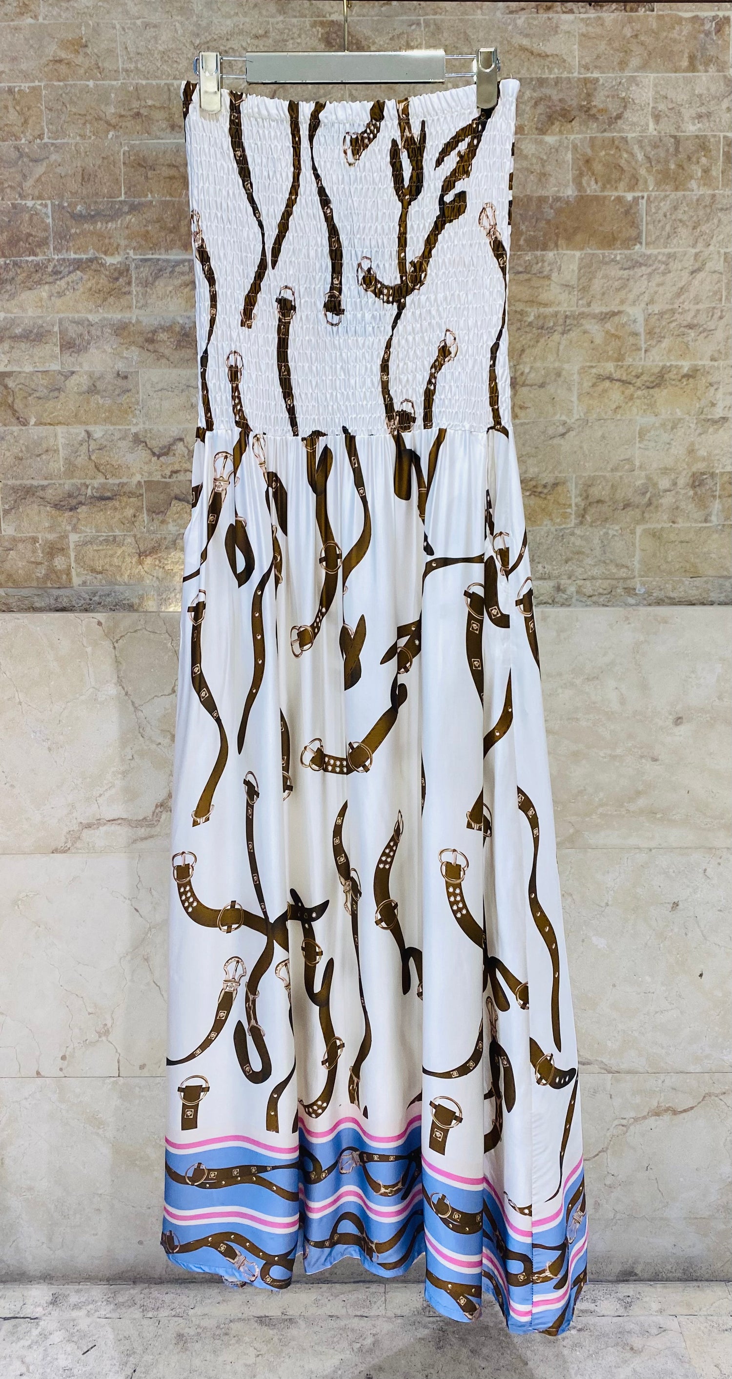 Strapless Tube Smocked Satin Dress KD9668VS-1