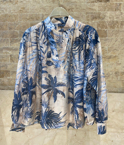 Palm Leaf Patterned Oversized Top DB2658/7515