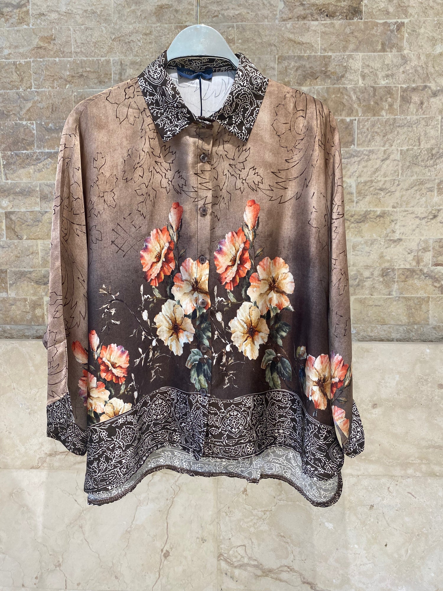 Floral Print Satin Shirt and Pants Sets KD8658/7789VS