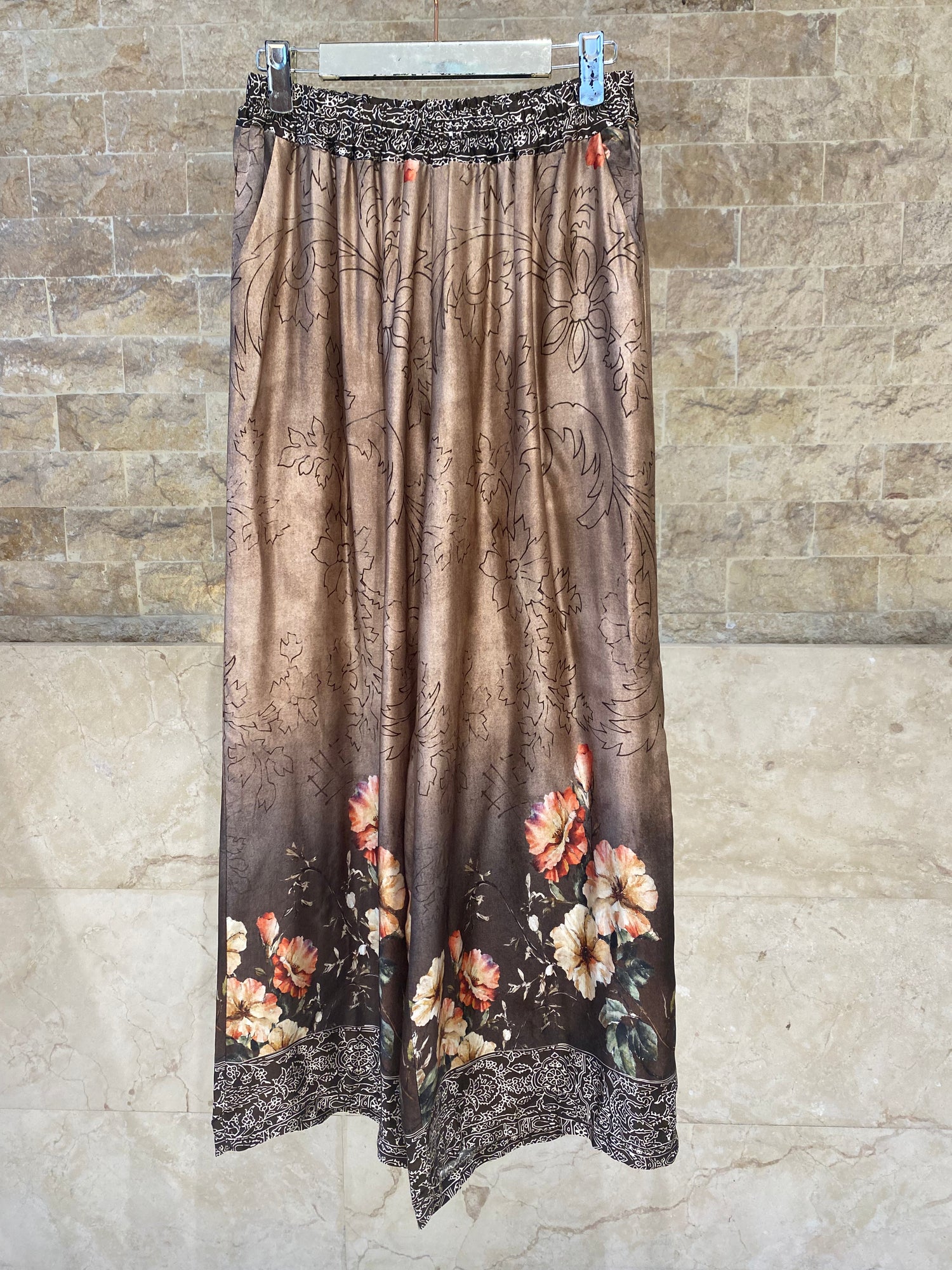 Floral Print Satin Shirt and Pants Sets KD8658/7789VS