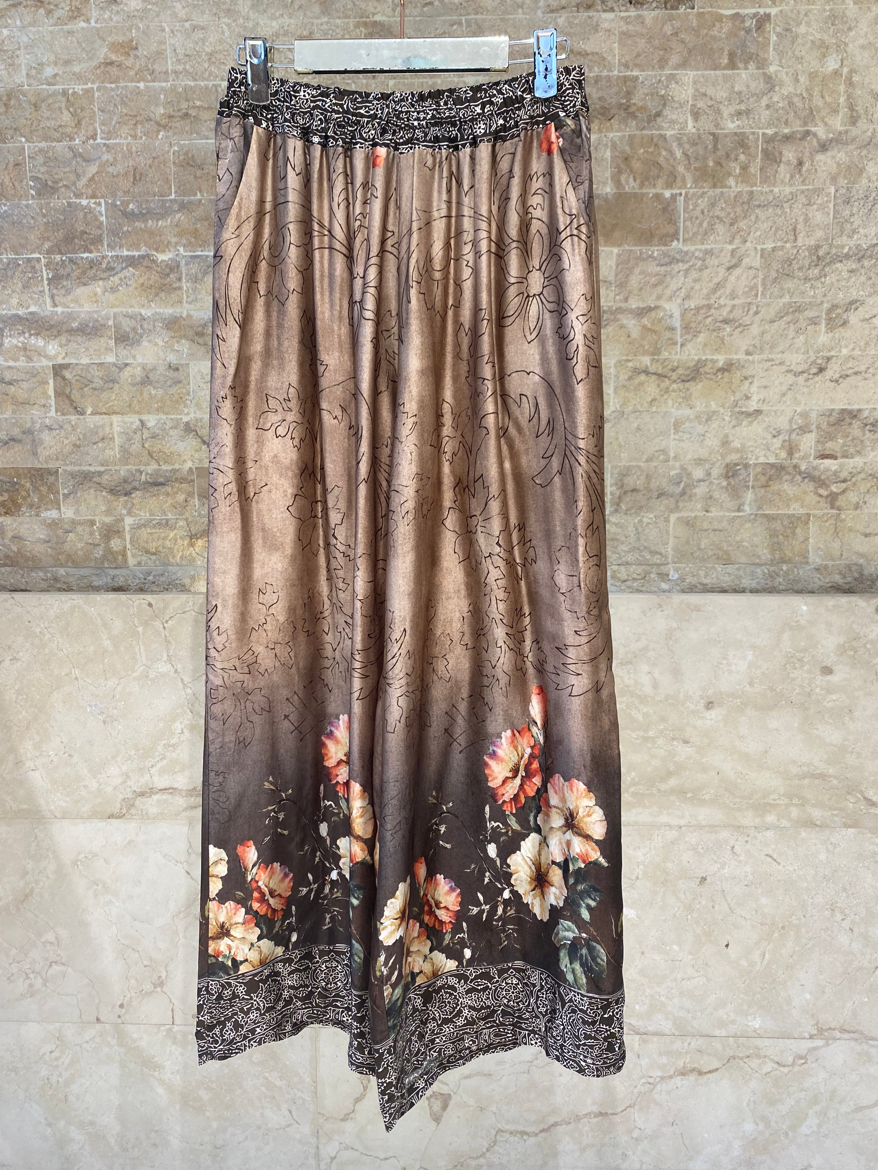 Floral Print Satin Shirt and Pants Sets KD8658/7789VS