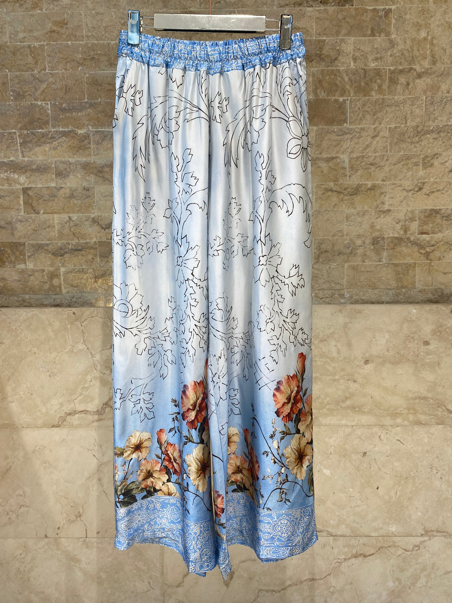 Floral Print Satin Shirt and Pants Sets KD8658/7789VS