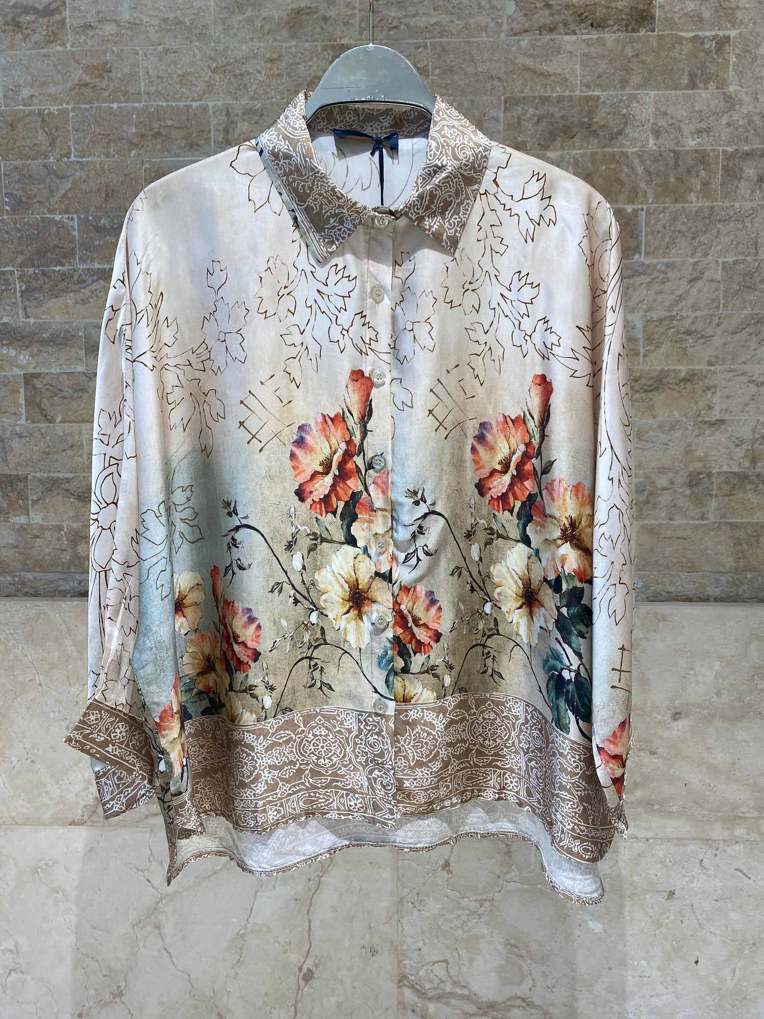 Floral Print Satin Shirt and Pants Sets KD8658/7789VS