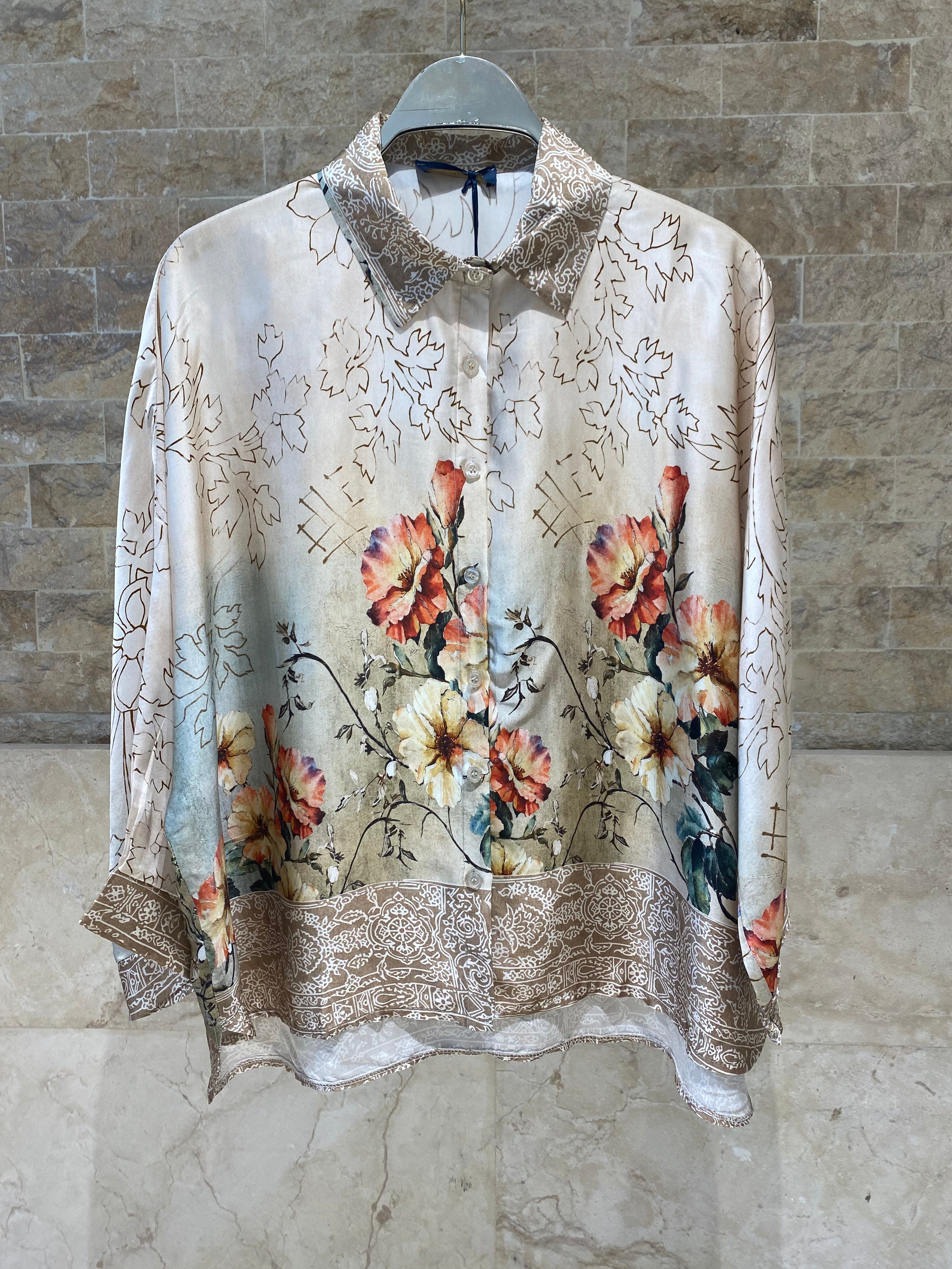 Floral Print Satin Shirt and Pants Sets KD8658/7789VS
