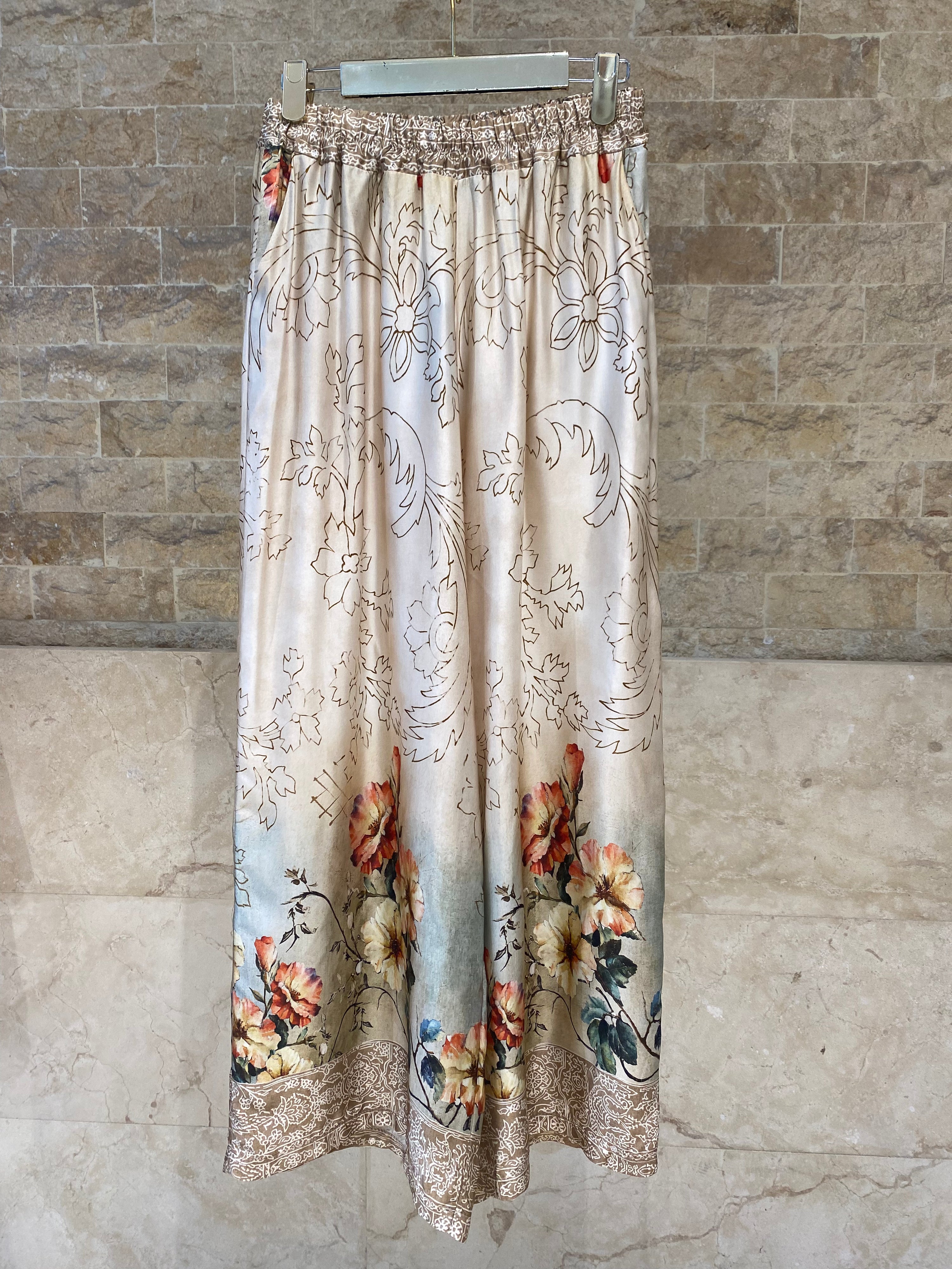 Floral Print Satin Shirt and Pants Sets KD8658/7789VS