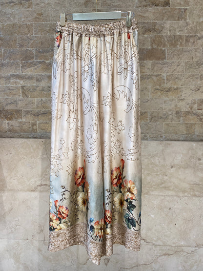 Floral Print Satin Shirt and Pants Sets KD8658/7789VS