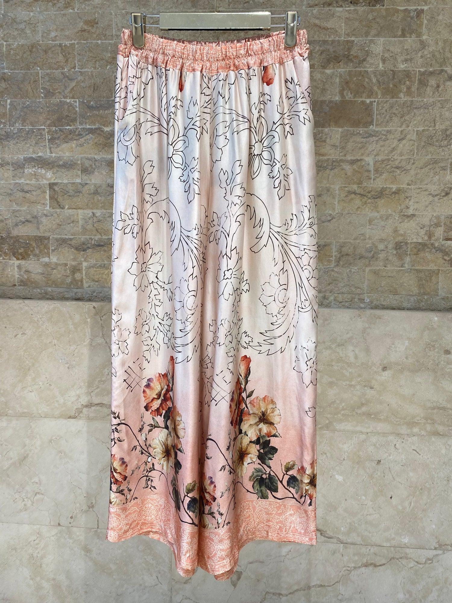 Floral Print Satin Shirt and Pants Sets KD8658/7789VS