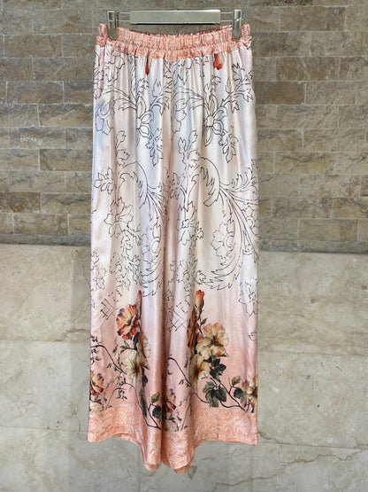 Floral Print Satin Shirt and Pants Sets KD8658/7789VS