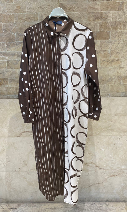 TDM77925 Mixed Print Midi Dress