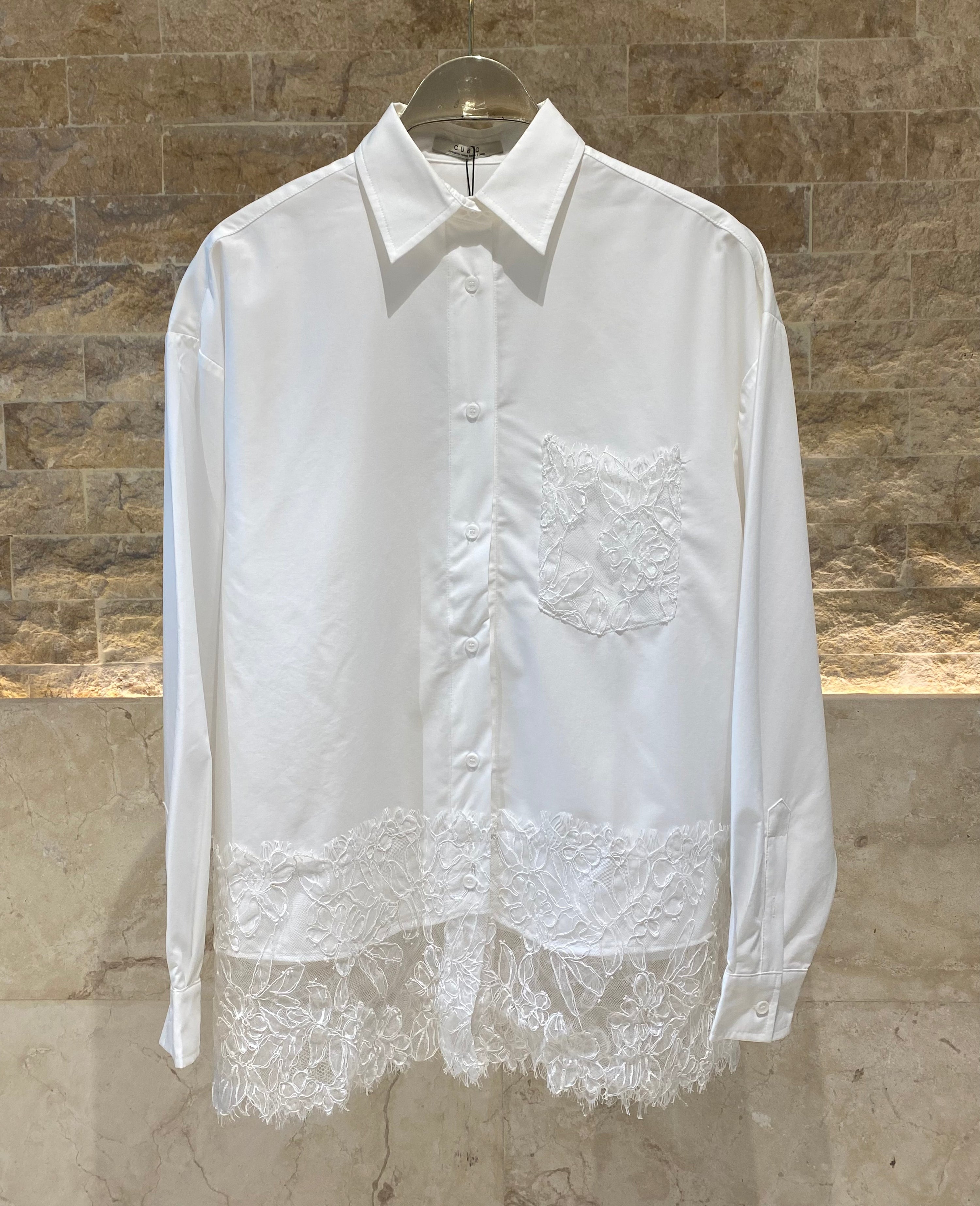 COBEB1003 Oversized Lace Panel Shirt - Brown Loft