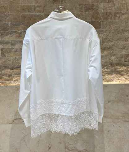 COBEB1003 Oversized Lace Panel Shirt - Brown Loft