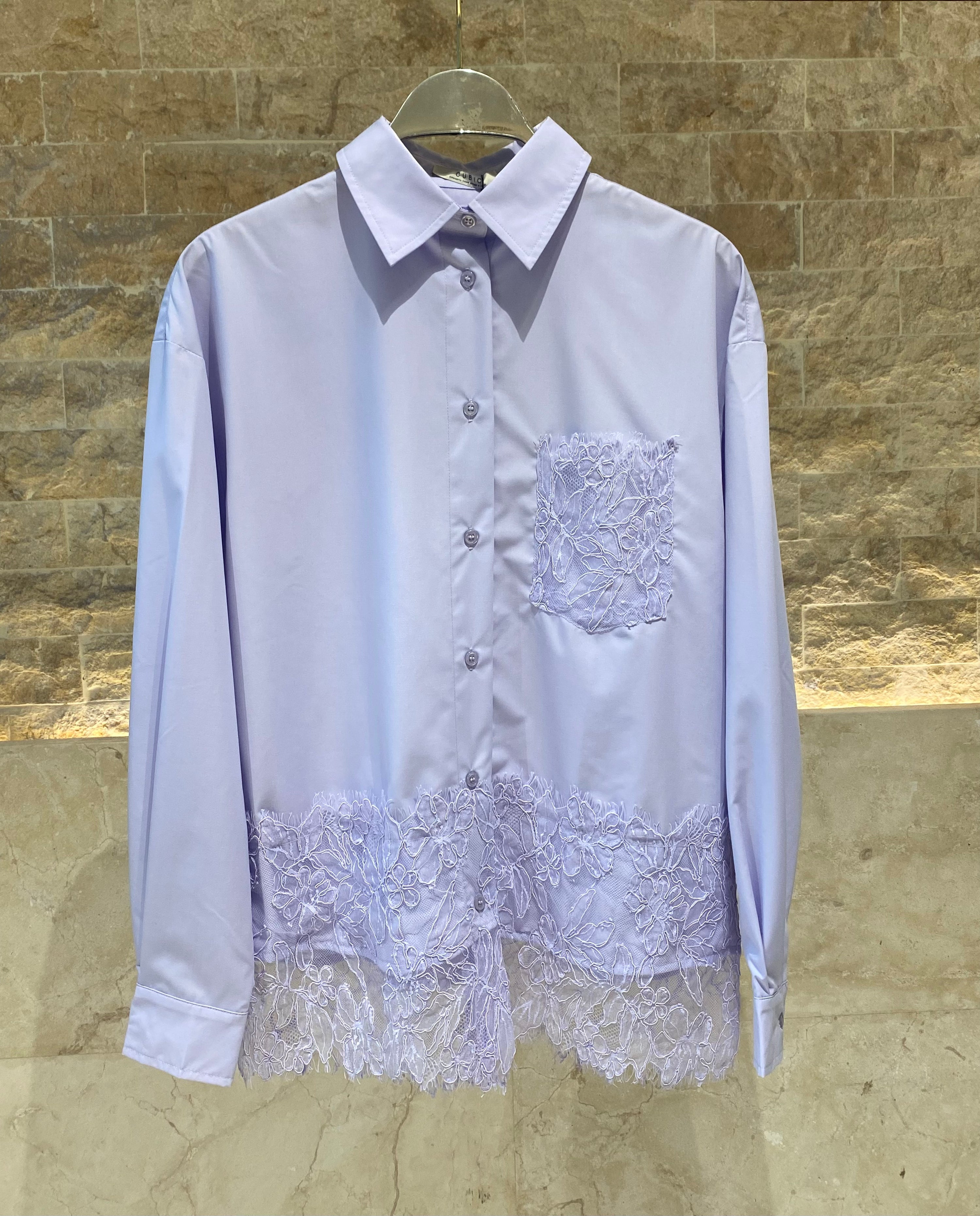 COBEB1003 Oversized Lace Panel Shirt - Brown Loft