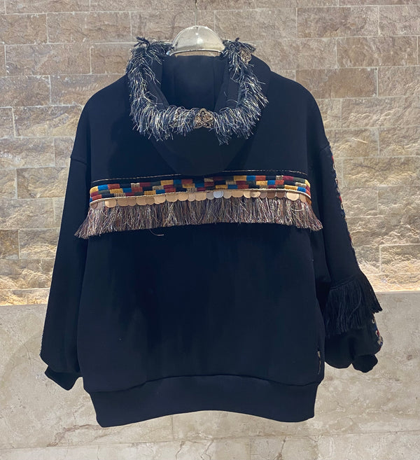 35439 Zip Up Hooded Sweatshirt Jacket سترة رياضية بغطاء رأس وسحاب