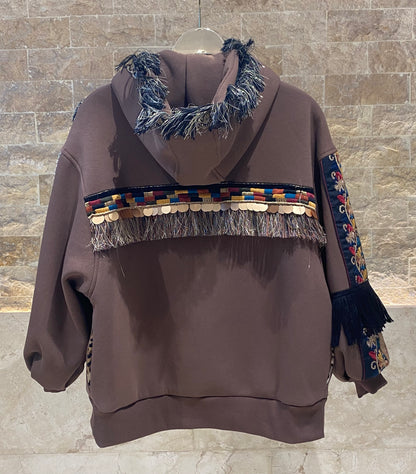 سترة رياضية بغطاء رأس وسحاب 35439