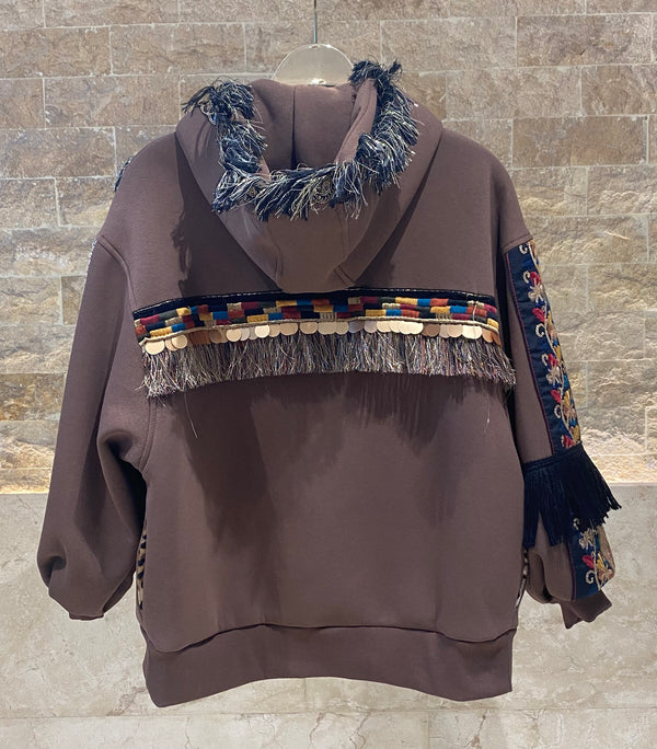 35439 Zip Up Hooded Sweatshirt Jacket سترة رياضية بغطاء رأس وسحاب