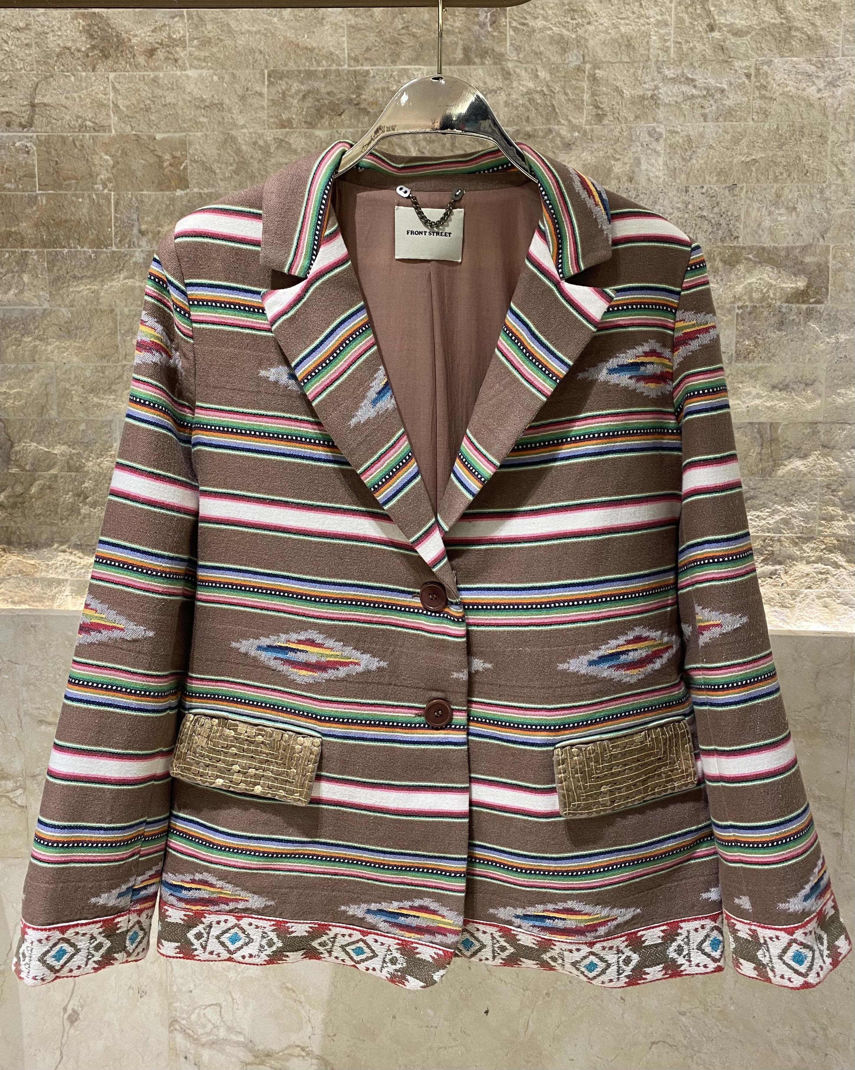 35983 Jacquard Jacket - Brown Loft