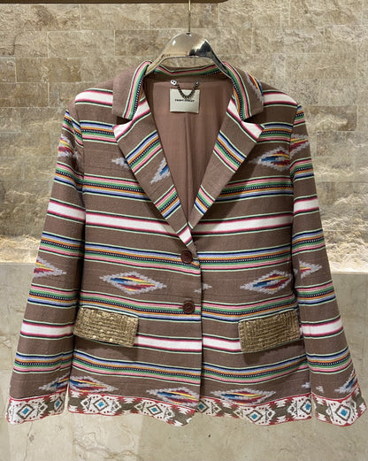 35983 Jacquard Jacket - Brown Loft