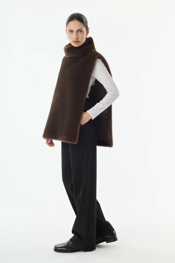 Ivory Faux Fur Sleeveless Vest