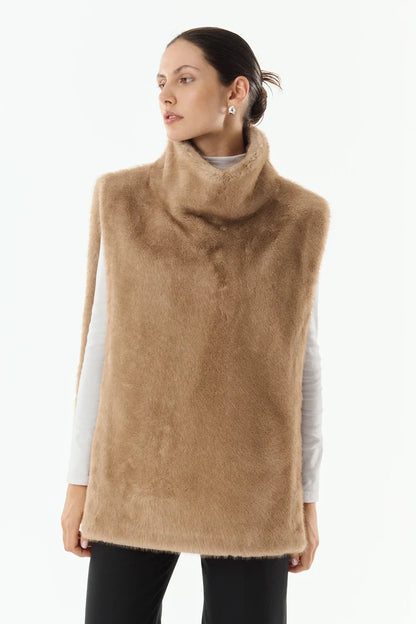 Ivory Faux Fur Sleeveless Vest