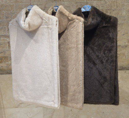 Ivory Faux Fur Sleeveless Vest
