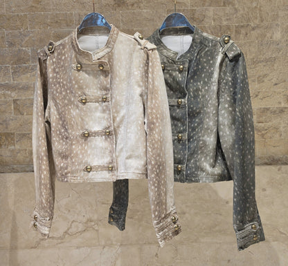 Short printed officer-style jacket JM22860