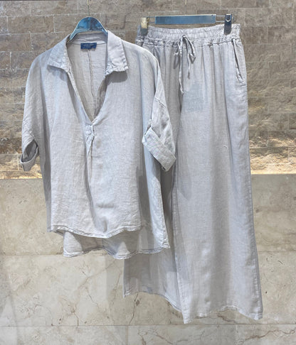 JY17737 Oversized Linen Set - Brown Loft