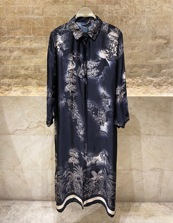 KD6255VS Jungle Print Satin Long Dress فستان طويل من الساتان بطبعة الغابة