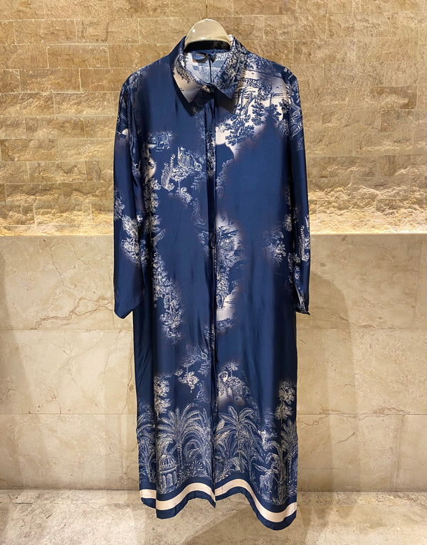 KD6255VS Jungle Print Satin Long Dress فستان طويل من الساتان بطبعة الغابة