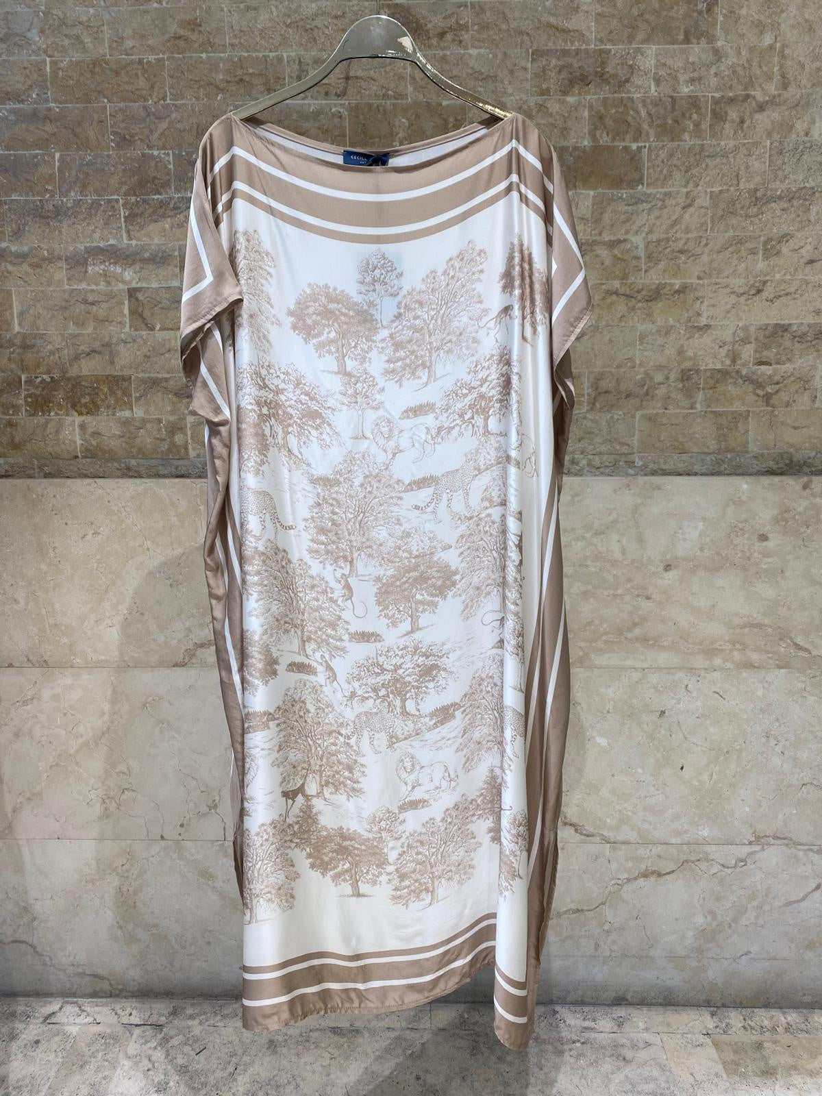Jungle Inspired Satin Kaftan Dress KD7850VS-2