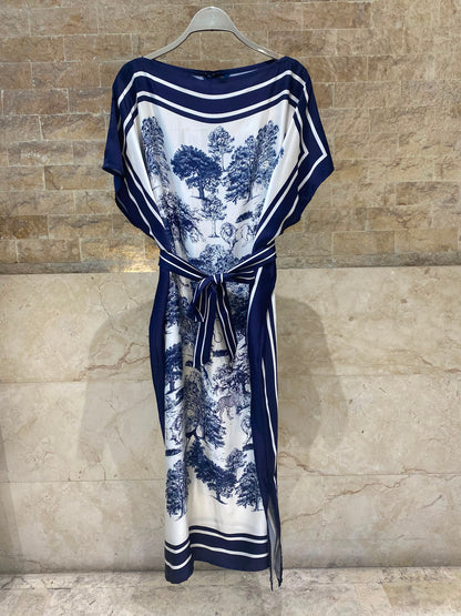 KD7850VS-2 Jungle Inspired Satin Kaftan Dress