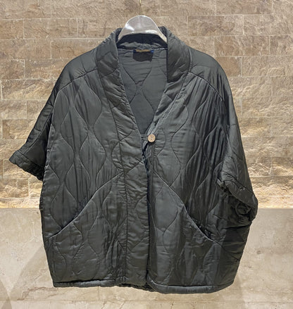KD8018VS-4 Single Buttoned Quilted Matelasse Satin Cardigan - Brown Loft