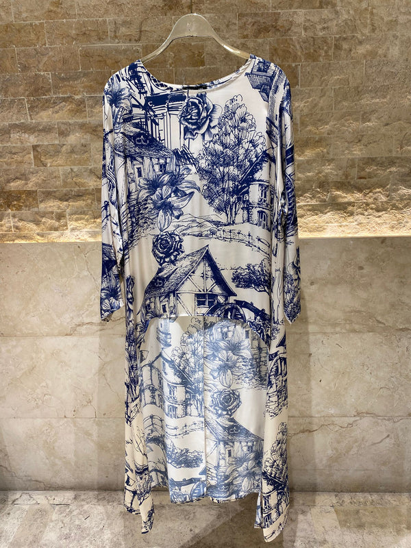 KD8039 Oversized Satin Tunic Top
