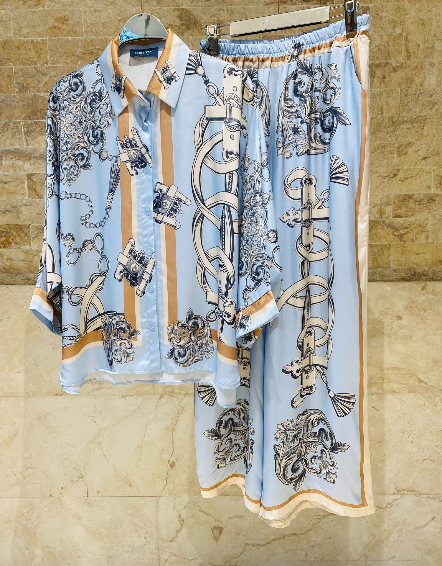 Baroque Print Satin Co-ord Set KD88015/9099VS-10
