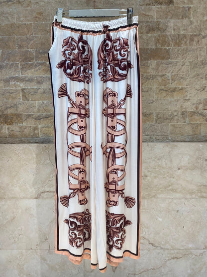 طقم قميص وبنطال ساتان بطبعة باروك