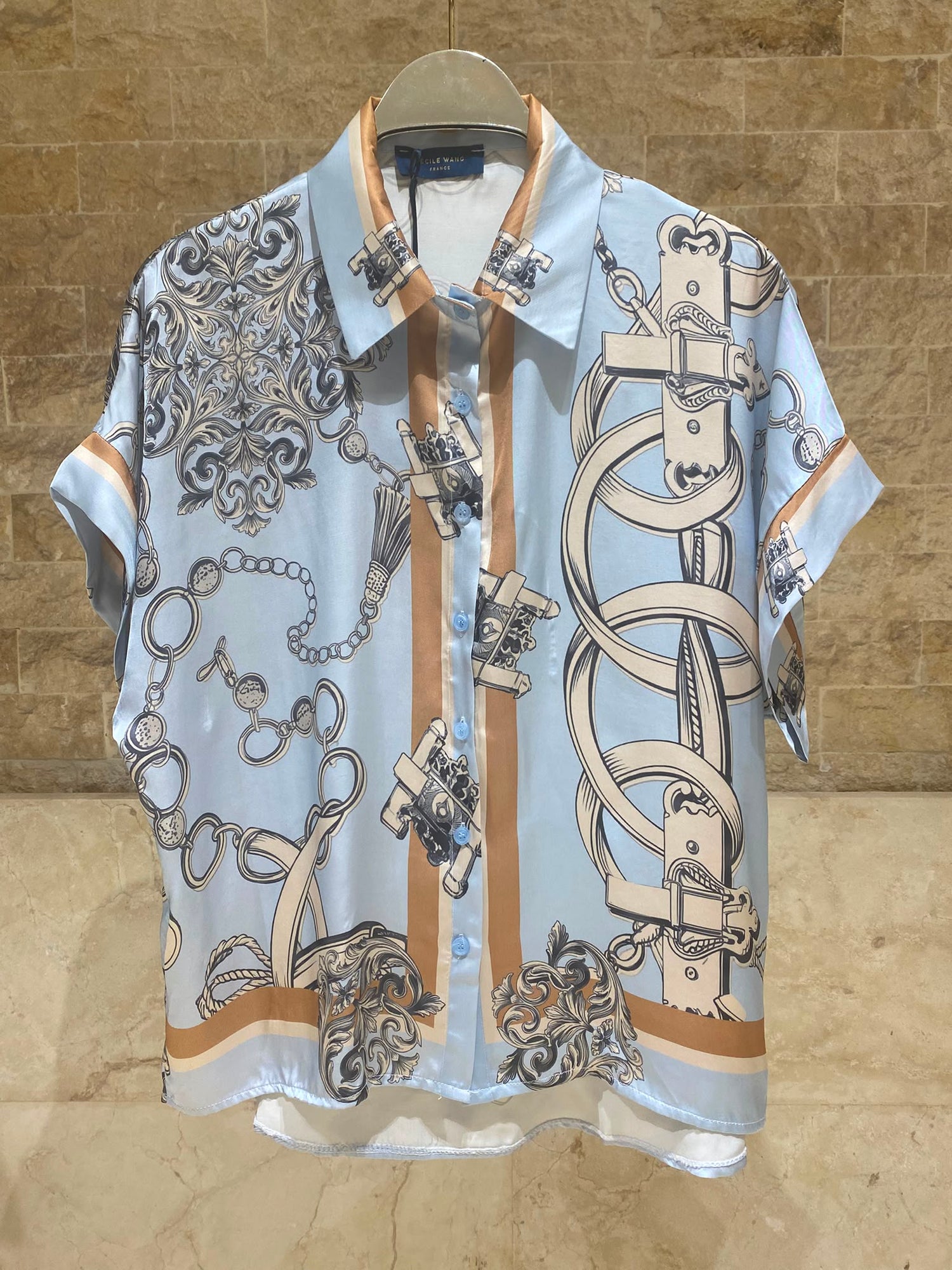 KD9099/9119VS-10 Chain Detailed Satin Shirt and Pants Set