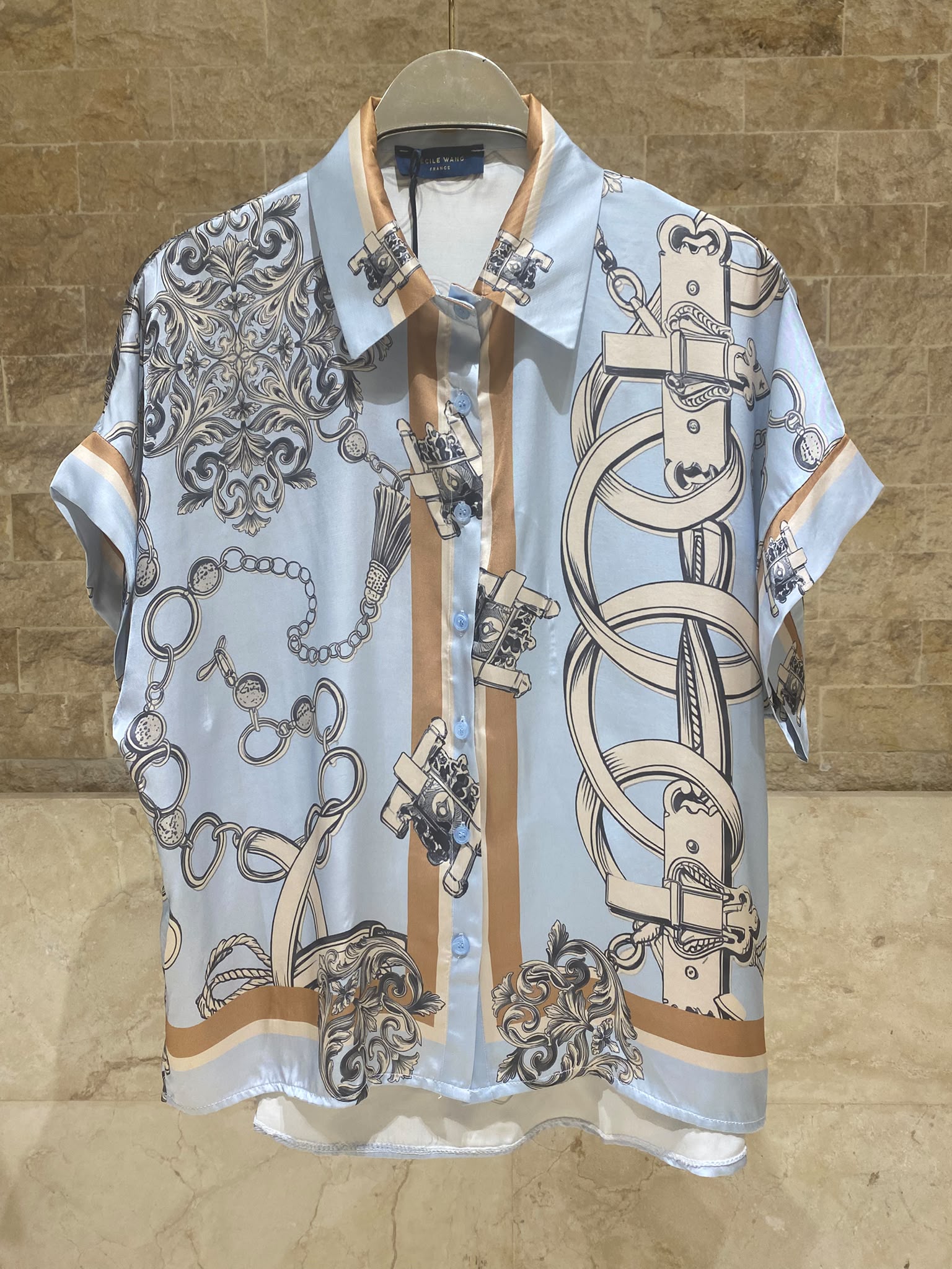 KD9099/9119VS-10 Chain Detailed Satin Shirt and Pants Set