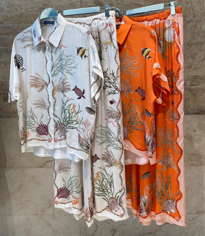 Marine Print Satin Shirt and Pants KD9119/99VS-8
