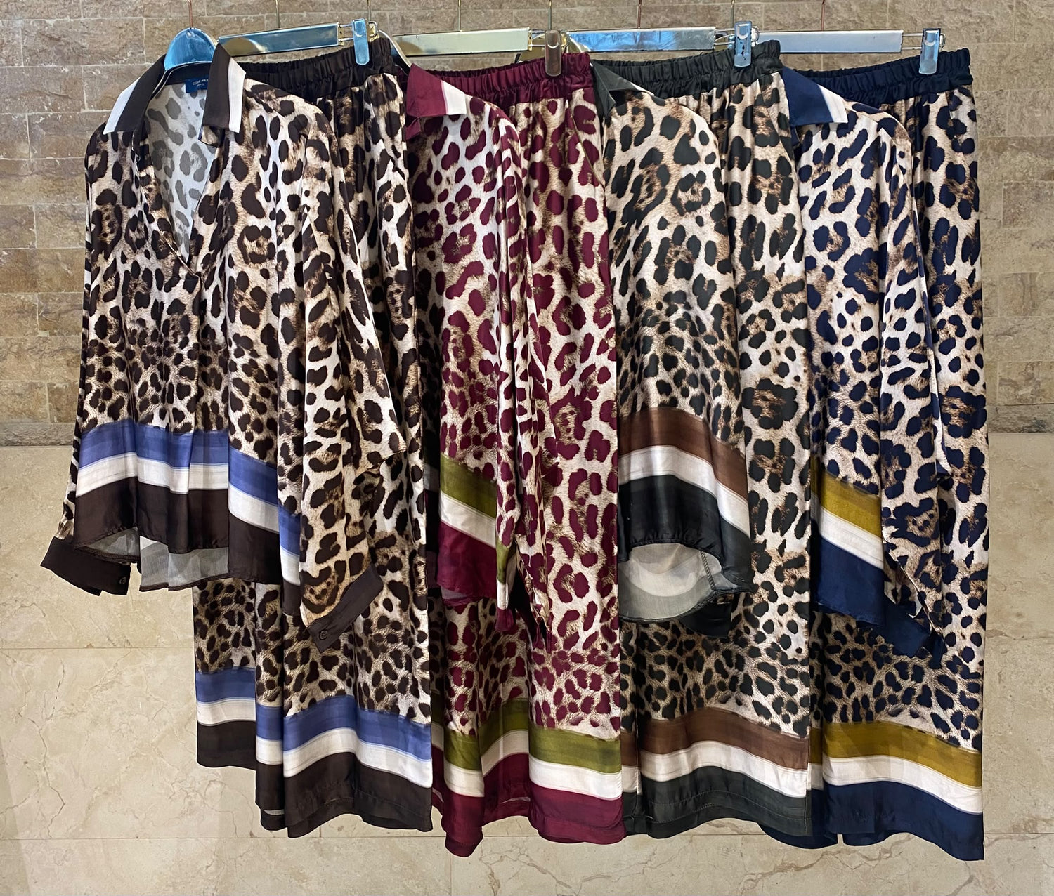 Leopard Printed Satin Top and Pants Set KD9233/7789VS-42
