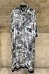 KD9316VS-6 Printed Oversized Satin Dress - Brown Loft