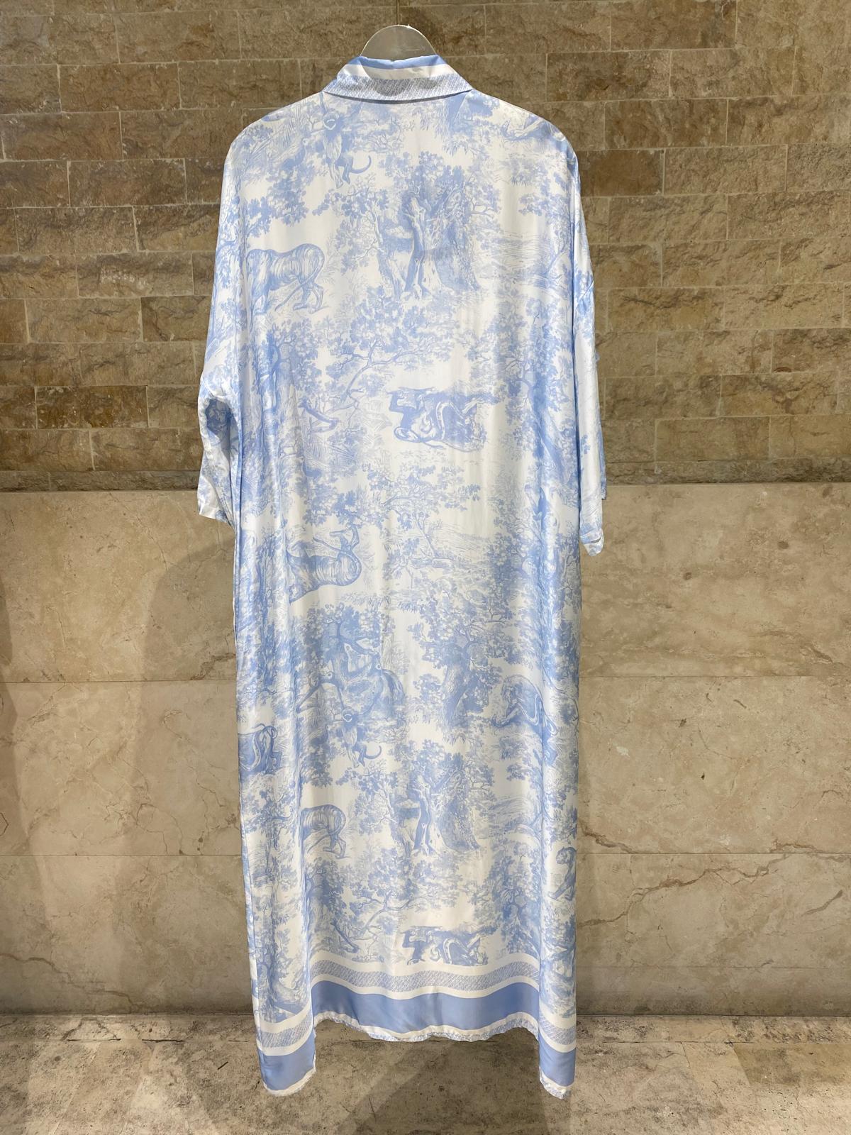 KD9316VS-6 Printed Oversized Satin Dress فستان ساتان مطبوع بقصة واسعة