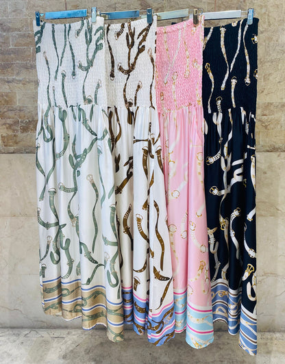 Strapless Tube Smocked Satin Dress KD9668VS-1