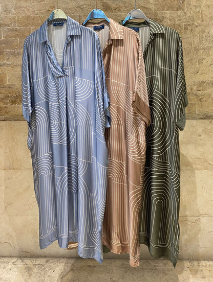 KD9702VS-29 Geometric Print Oversized Dress