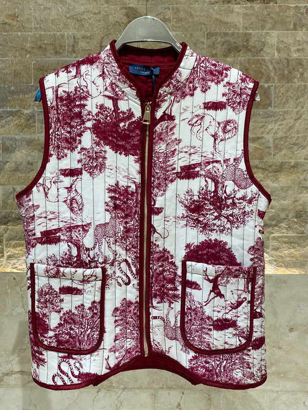 KD9901-2 Zip-Up Safari Print Vest