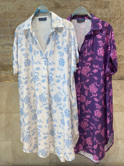 Floral Print Viscose Loose Fit Dress KD9959TC